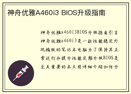 神舟优雅A460i3 BIOS升级指南