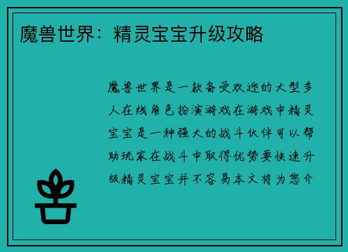 魔兽世界：精灵宝宝升级攻略